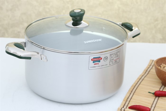 Nồi nhôm anod nắp kính 26 cm Sunhouse SHG88-26S Màu Bạc