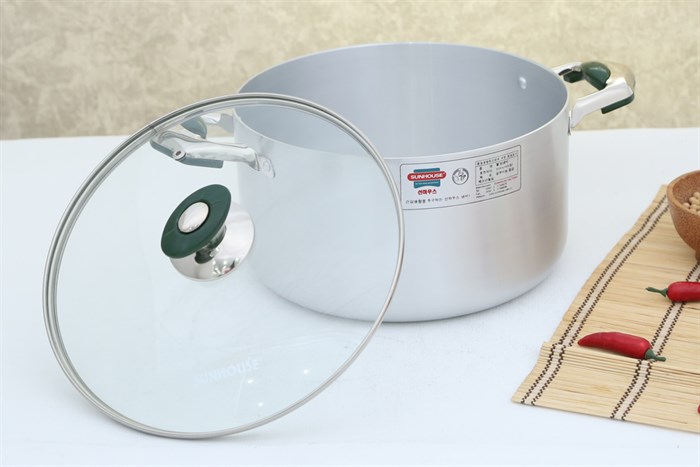 Nồi nhôm anod nắp kính 26 cm Sunhouse SHG88-26S Màu Bạc