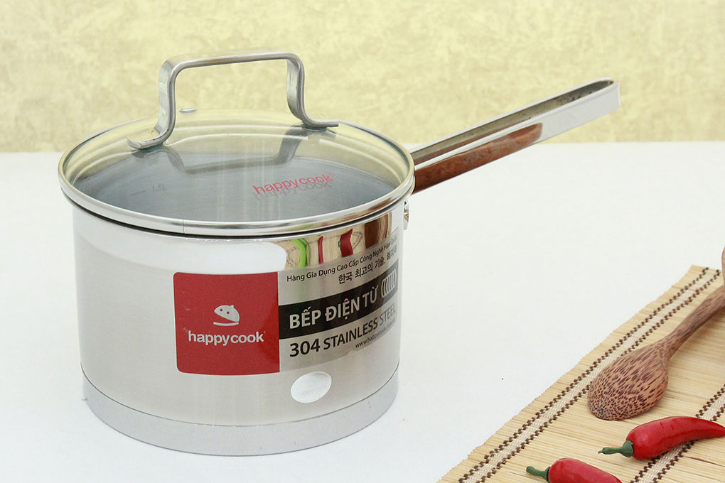 Quánh inox 3 đáy nắp kính 16 cm Happycook Richar Q16-RS Màu Inox