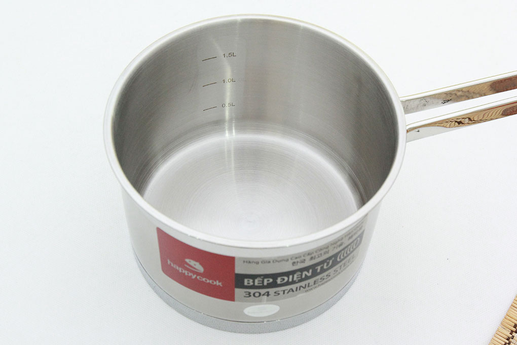 Quánh inox 3 đáy nắp kính 16 cm Happycook Richar Q16-RS Màu Inox