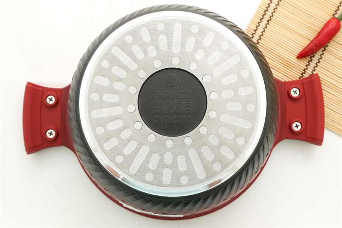 Nồi nhôm chống dính nắp kính 20 cm Elmich Phoenix 2357170 Màu Đỏ đô