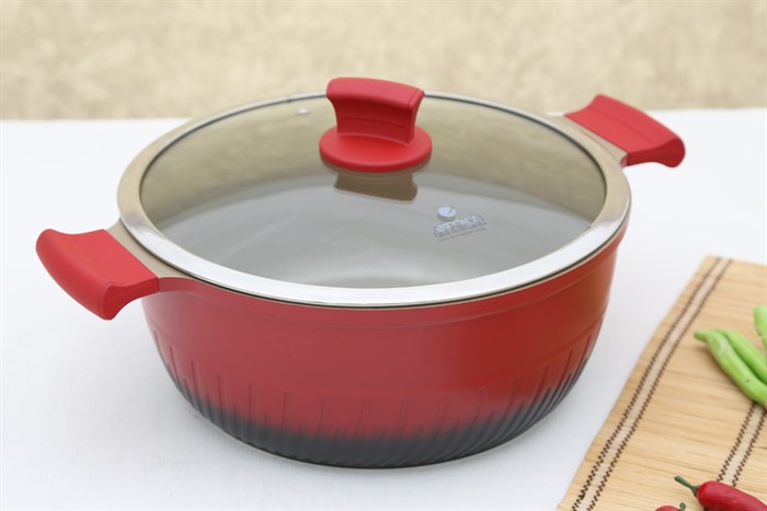 Nồi nhôm chống dính đáy từ 24 cm Elmich Phoenix-2357171 Màu Đỏ đô