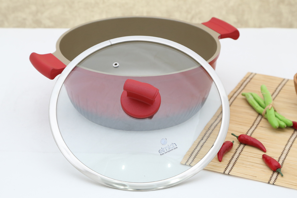 Nồi nhôm chống dính đáy từ 28 cm Elmich Phoenix 2357172 Màu Đỏ đô