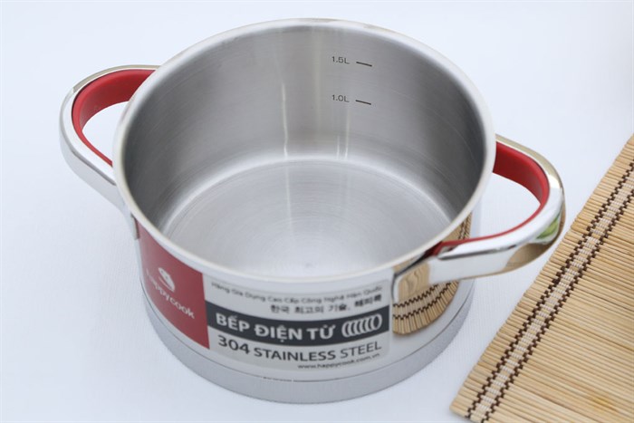 Bộ 3 nồi inox 3 đáy 16, 20, 24 cm Happycook Aries HC06AR Màu Inox