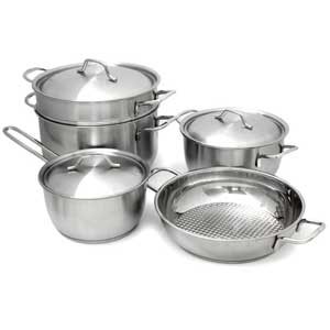 Bộ 5 nồi xửng quánh chảo 3 đáy Fivestars FS08C