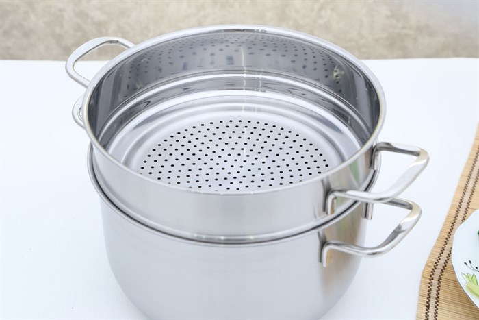 Bộ 5 nồi xửng quánh chảo 3 đáy Fivestars FS08C Màu Inox