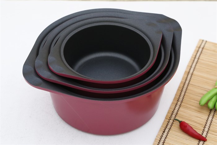 Bộ 3 nồi nhôm đúc nắp kính Goldsun AD02-3106AG Màu Hồng