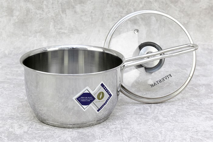 Quánh inox 3 đáy nắp kính 16 cm Fivestar Q16-3DG Màu Inox