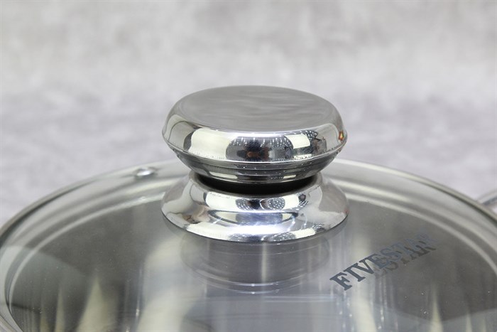 Quánh inox 3 đáy nắp kính 16 cm Fivestar Q16-3DG Màu Inox