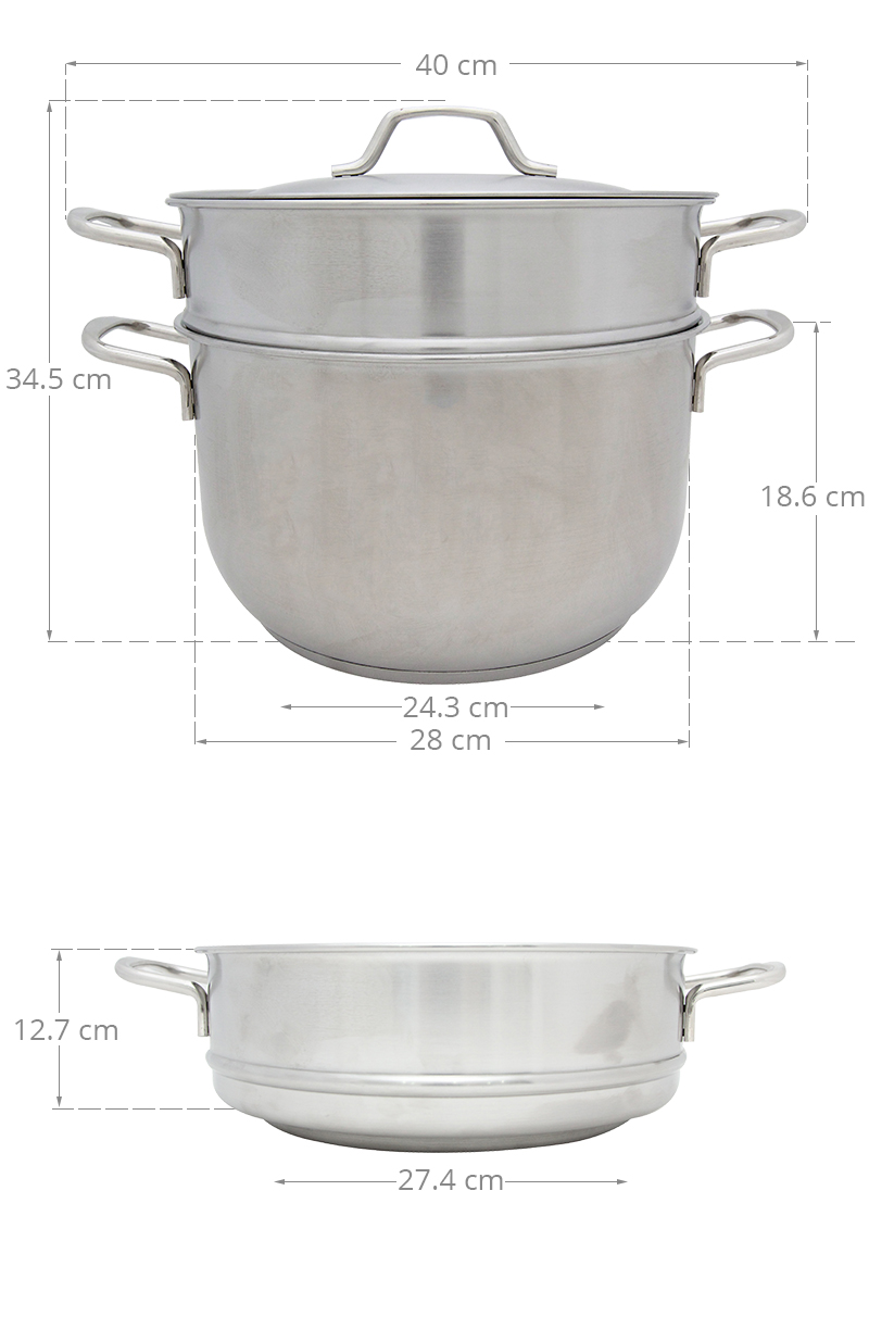 Bộ nồi xửng inox 3 đáy 28 cm Fivestar ST28-3D