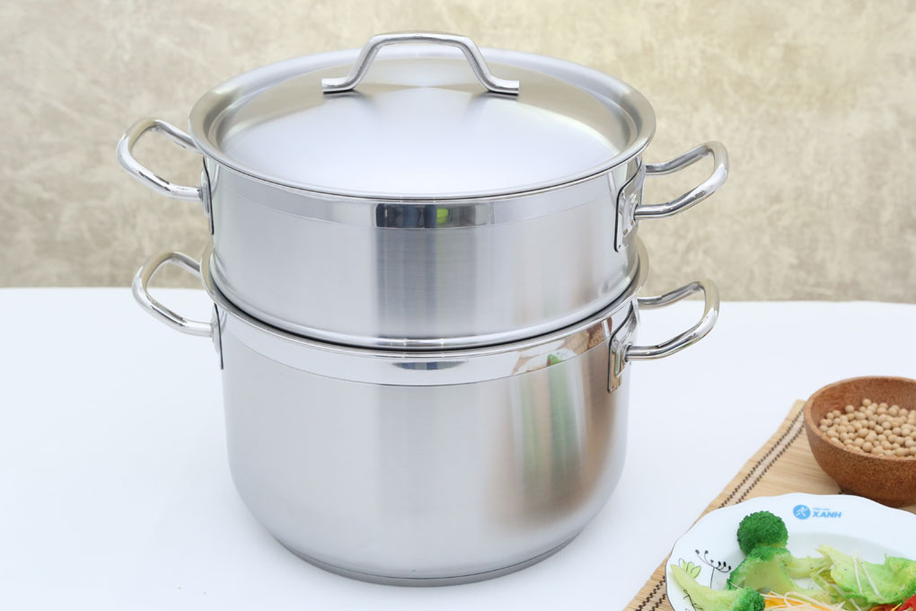 Bộ nồi xửng inox 3 đáy 28 cm Fivestar ST28-3D Màu Inox