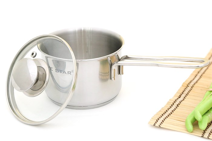 Quánh inox 3 đáy nắp kính 12 cm Fivestar Q12-3DG Màu Inox