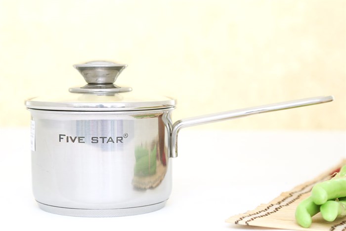 Quánh inox 3 đáy nắp kính 12 cm Fivestar Q12-3DG Màu Inox