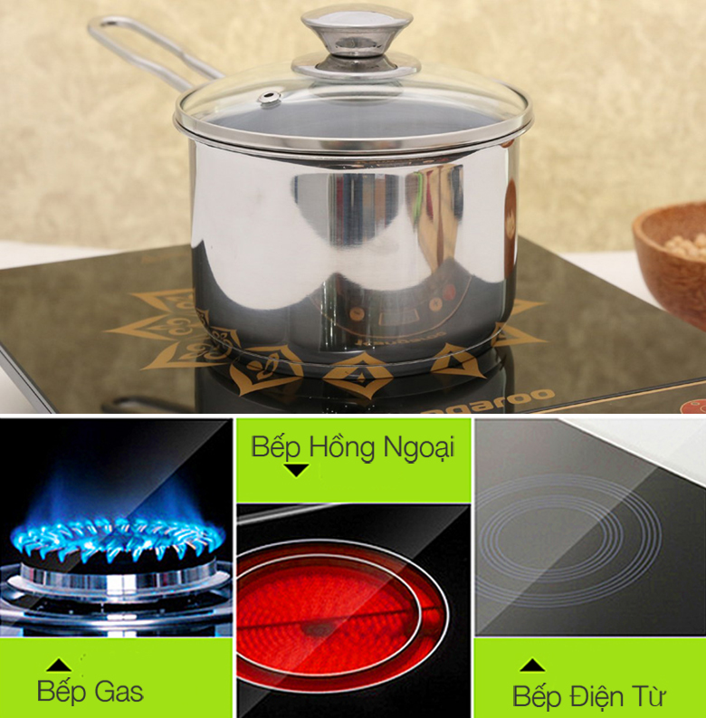 Nồi quánh Fivestar Q12-3DG sử dụng được cho bếp gas, bếp hồng ngoại, bếp từ