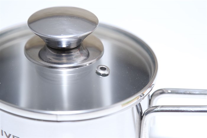 Quánh inox 3 đáy nắp kính 12 cm Fivestar Q12-3DG Màu Inox