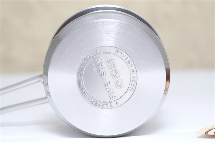 Quánh inox 3 đáy nắp kính 12 cm Fivestar Q12-3DG Màu Inox