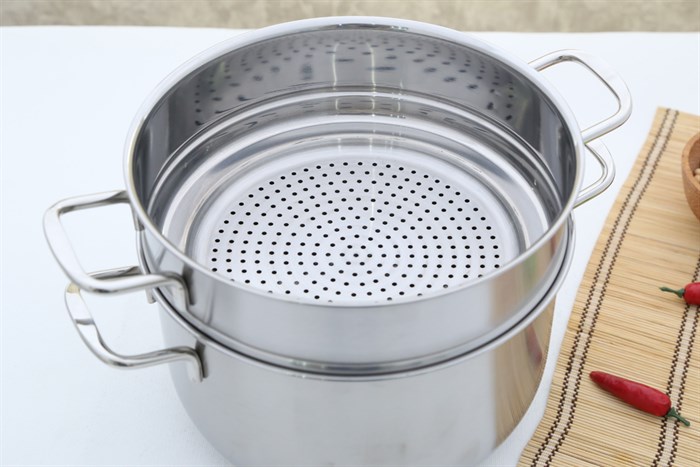 Bộ nồi xửng inox 3 đáy 24 cm Fivestar ST24-3D Màu Inox