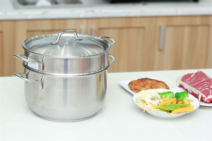 Bộ nồi xửng 3 đáy 26 cm Fivestar ST26-3D Màu Inox
