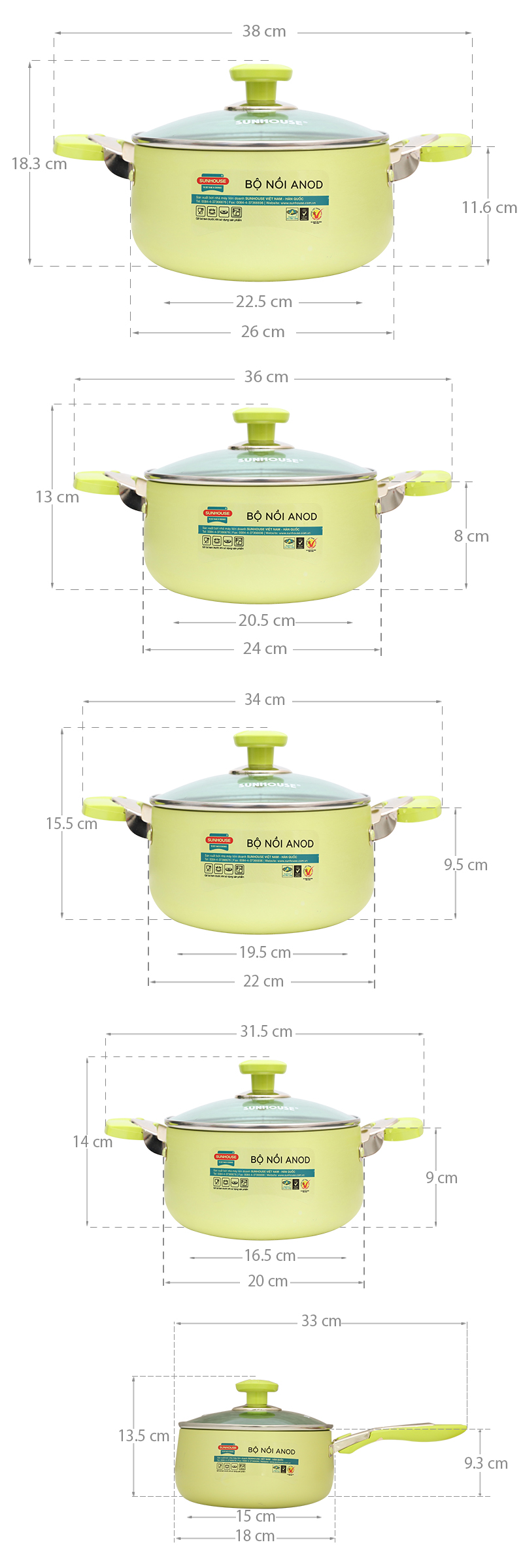 Bộ nồi gồm 5 sản phẩm