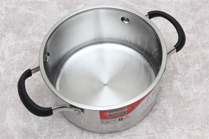 Nồi inox 3 đáy nắp kính 16 cm Sunhouse SHG24316 Màu Xám