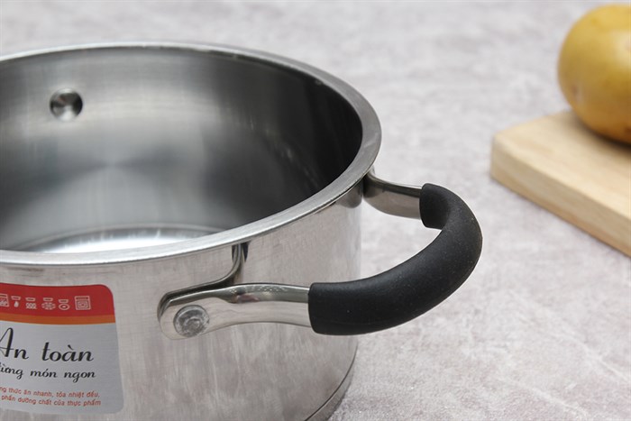 Nồi inox 3 đáy nắp kính 16 cm Sunhouse SHG24316 Màu Xám