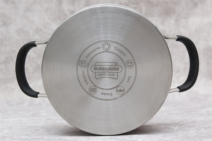 Nồi inox 3 đáy nắp kính 16 cm Sunhouse SHG24316 Màu Xám