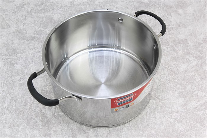 Nồi inox 3 đáy nắp kính 24 cm Sunhouse SHG24324 Màu Inox