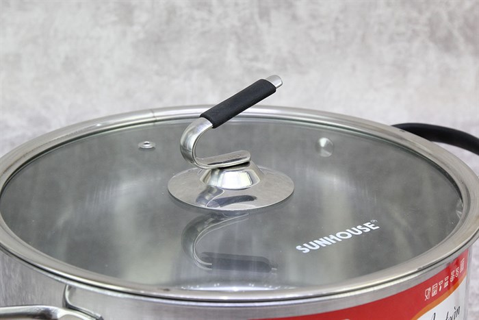 Nồi inox 3 đáy nắp kính 24 cm Sunhouse SHG24324 Màu Inox