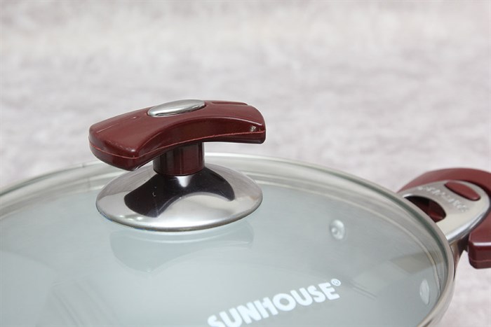 Nồi nhôm anod nắp kính 20 cm Sunhouse SH8833-20EBN Màu Bạc