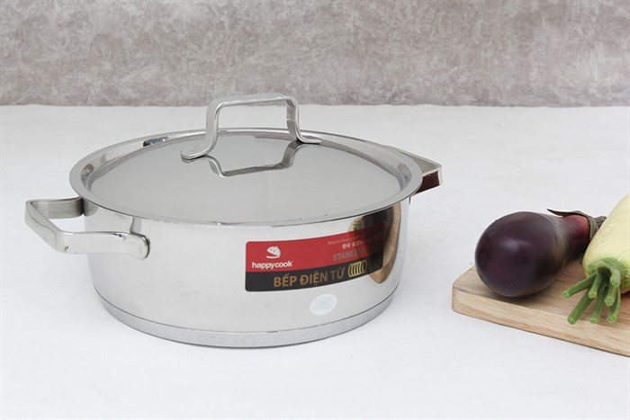 Nồi inox 3 đáy 24 cm Happycook Milan N24-ML Màu Inox