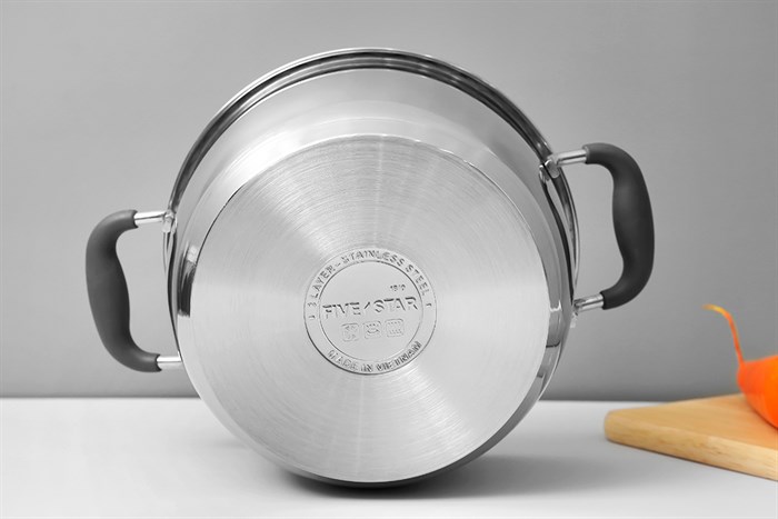 Nồi inox 3 đáy nắp inox 20 cm Fivestar N20-3DC Màu Bạc Inox