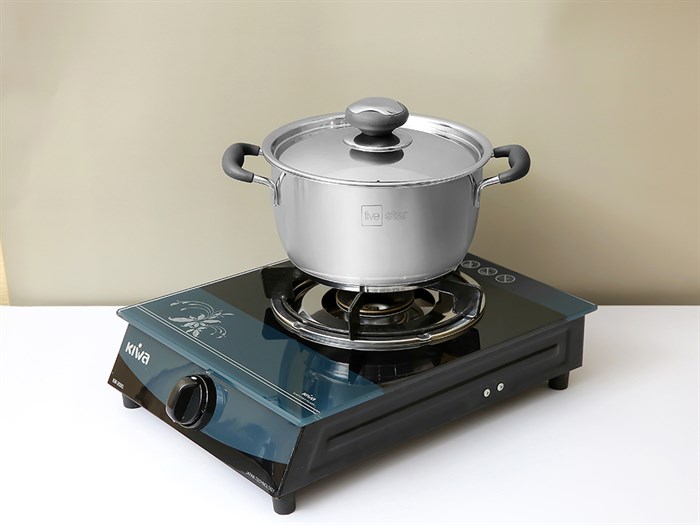 Nồi inox 3 đáy nắp inox 20 cm Fivestar N20-3DC Màu Bạc Inox