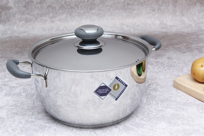 Nồi inox 3 đáy nắp inox 24 cm Fivestar N24-3DC Màu Inox