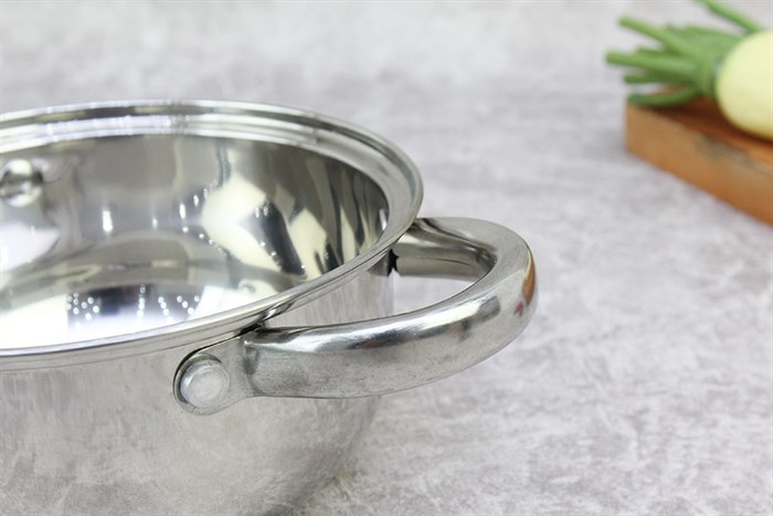 Nồi inox 3 đáy nắp kính 16 cm Sunhouse SH22116 Màu Inox