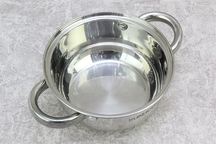 Nồi inox 3 đáy nắp kính 16 cm Sunhouse SH22116 Màu Inox