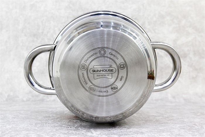 Nồi inox 3 đáy nắp kính 16 cm Sunhouse SH22116 Màu Inox