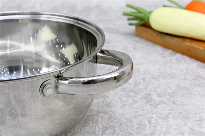 Nồi inox 3 đáy nắp kính 20 cm Sunhouse SH22120 Màu Inox