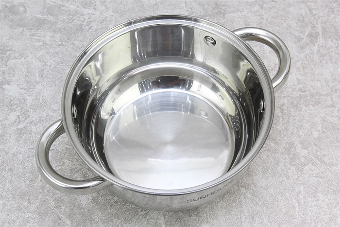 Nồi inox 3 đáy nắp kính 20 cm Sunhouse SH22120 Màu Inox