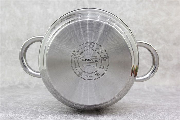 Nồi inox 3 đáy nắp kính 20 cm Sunhouse SH22120 Màu Inox