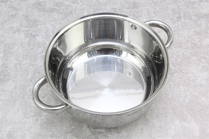 Nồi inox 3 đáy nắp kính 24 cm Sunhouse SH22124 Màu Inox