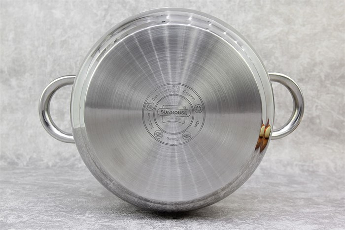 Nồi inox 3 đáy nắp kính 24 cm Sunhouse SH22124 Màu Inox