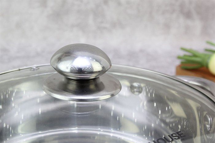 Nồi inox 3 đáy nắp kính 24 cm Sunhouse SH22124 Màu Inox