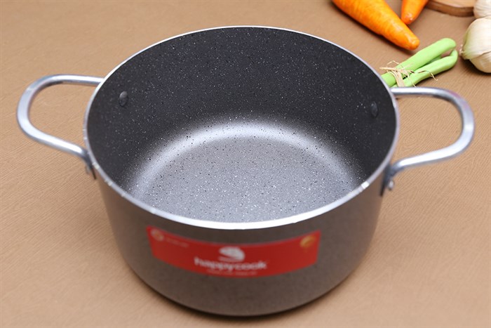 Nồi nhôm chống dính nắp kính 20 cm Happycook N20-WA Màu Xám