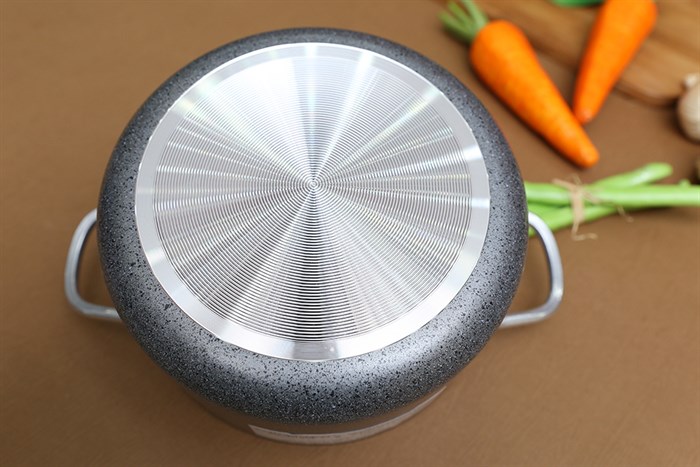 Nồi nhôm chống dính nắp kính 20 cm Happycook N20-WA Màu Xám
