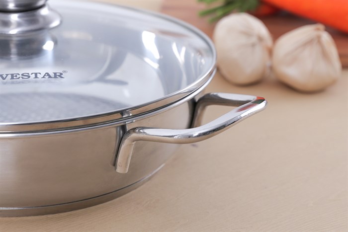 Nồi lẩu inox 3 đáy nắp kính 24 cm Fivestar L24-3DG Màu Inox