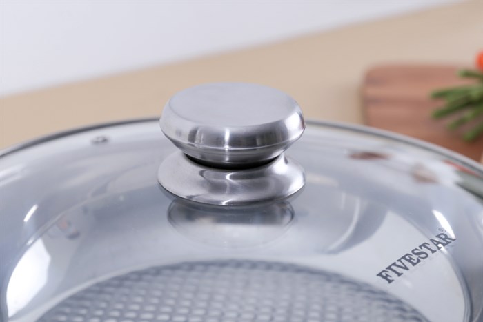 Nồi lẩu inox 3 đáy nắp kính 24 cm Fivestar L24-3DG Màu Inox