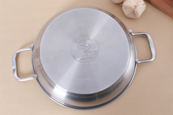 Nồi lẩu inox 3 đáy nắp kính 24 cm Fivestar L24-3DG Màu Inox