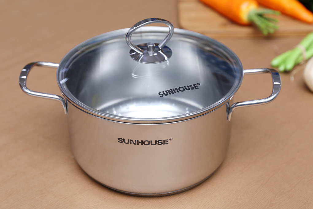 Nồi inox 3 đáy 20 cm Sunhouse SHG24120 Màu Inox