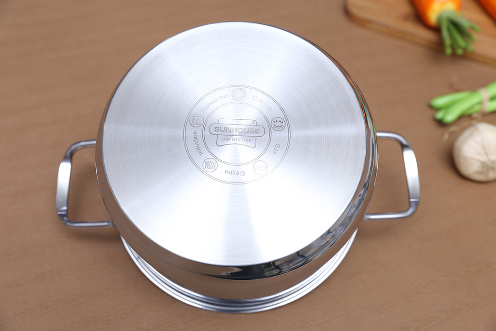 Nồi inox 3 đáy 20 cm Sunhouse SHG24120 Màu Inox