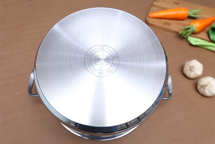 Nồi inox 3 đáy nắp kính 26 cm Sunhouse SHG24126 Màu Inox